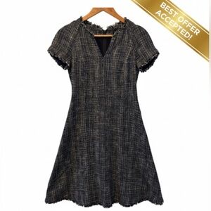 Banana Republic Chic Tweed Frayed‎ V-Neck Dress | Parisian, Office, Elegant Sz 0